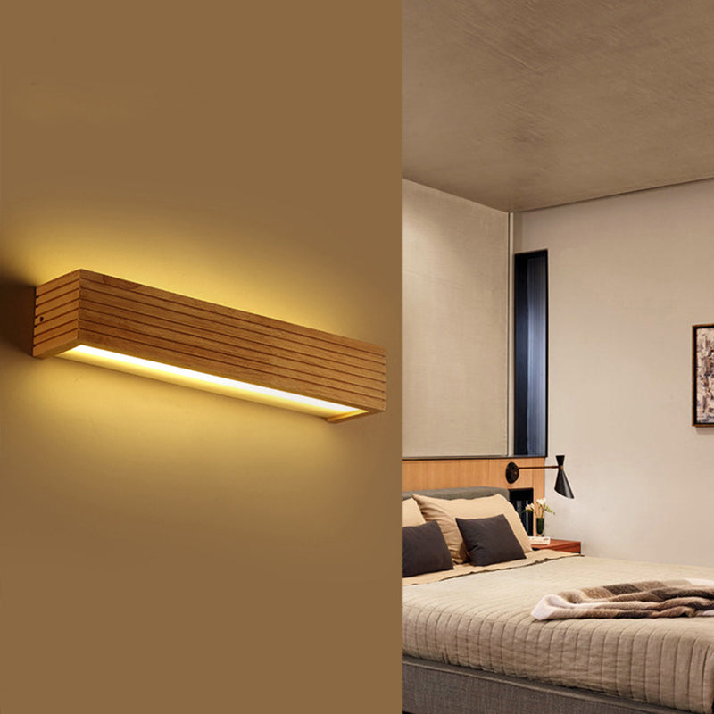 BowLift | Wood rectangular wall lamp Minimalist LED makeup lamp with acrylic shade for the bathroom