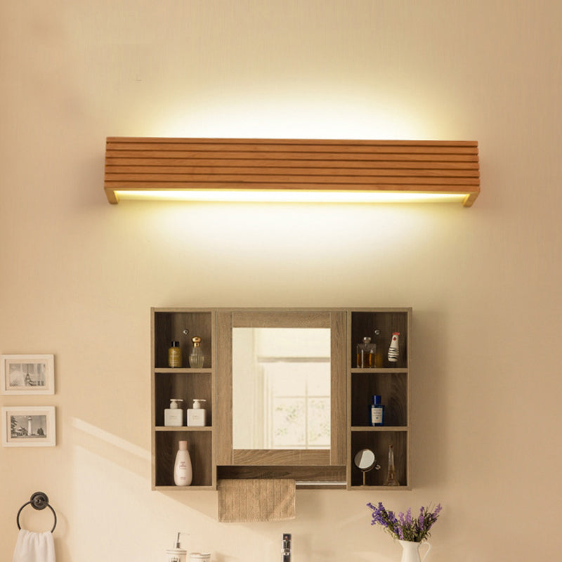 BowLift | Wood rectangular wall lamp Minimalist LED makeup lamp with acrylic shade for the bathroom
