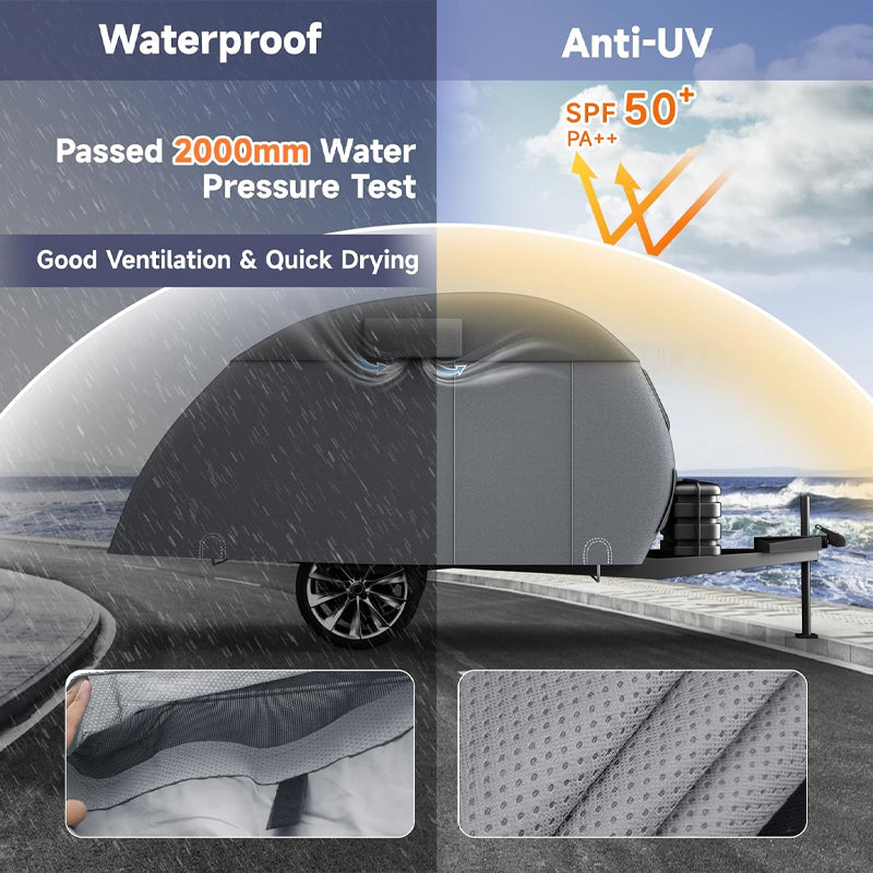 BowLift | 10'-12' Teardrop Trailer Cover Non-Woven 7 Layers Camper Cover RV Cover Camper Cover