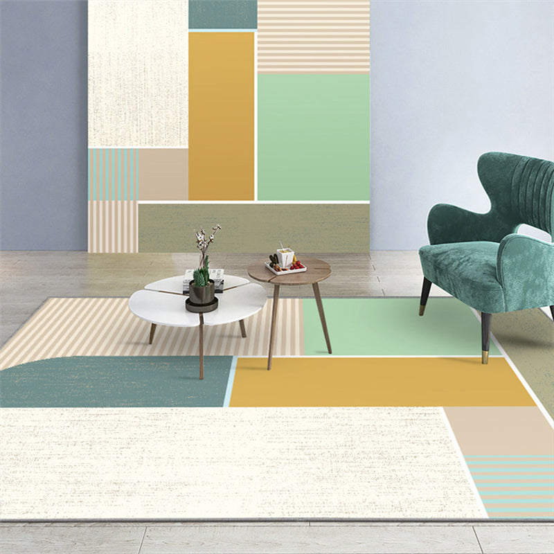 BowLift | Western Home Decor Rug Multi-colored Color-blocked Area Rug Synthetic Pet-friendly Non-slip Rug