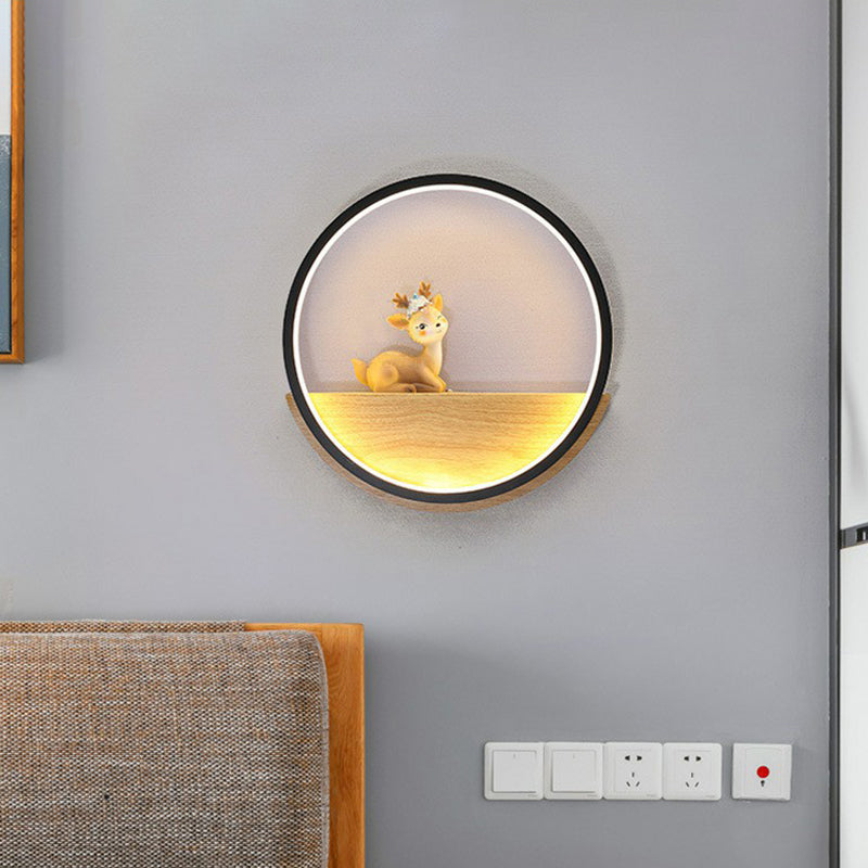 BowLift | Circle Living Room Wall Sconces Lamp Metal Modern Style LED Wall Lighting with Decorative Deer