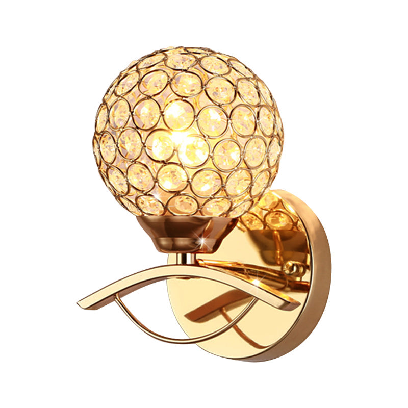 BowLift | Global Wall Lamp Vintage Style Metal 1 Head Chrome/Gold Wall Lamp with Clear Crystal Beads Decor