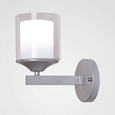BowLift | 1 Bulb Cylinder Wall Light Industrial Black/Silver Clear Glass Lighting