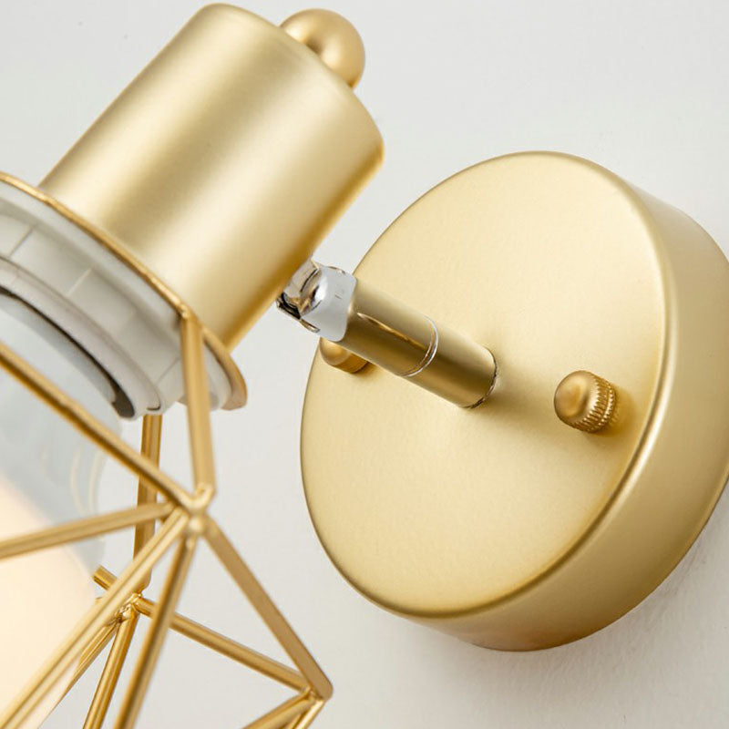 BowLift | Antique hexagonal wall lamp single iron swivel wall light fixture in gold