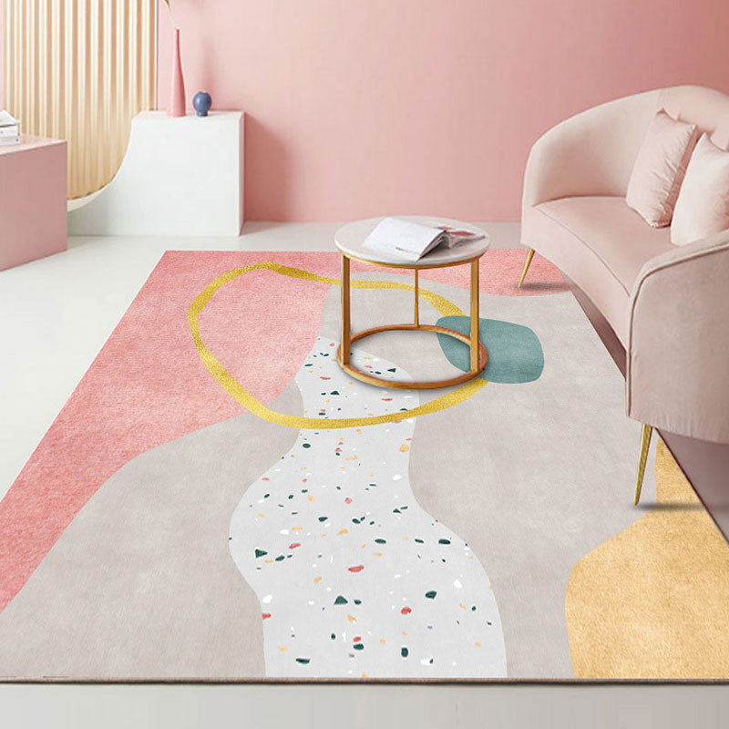 BowLift | Beautiful Bedroom Rug Multicolored Color Block Rug Polyester Non-slip Back Machine Washable Rug