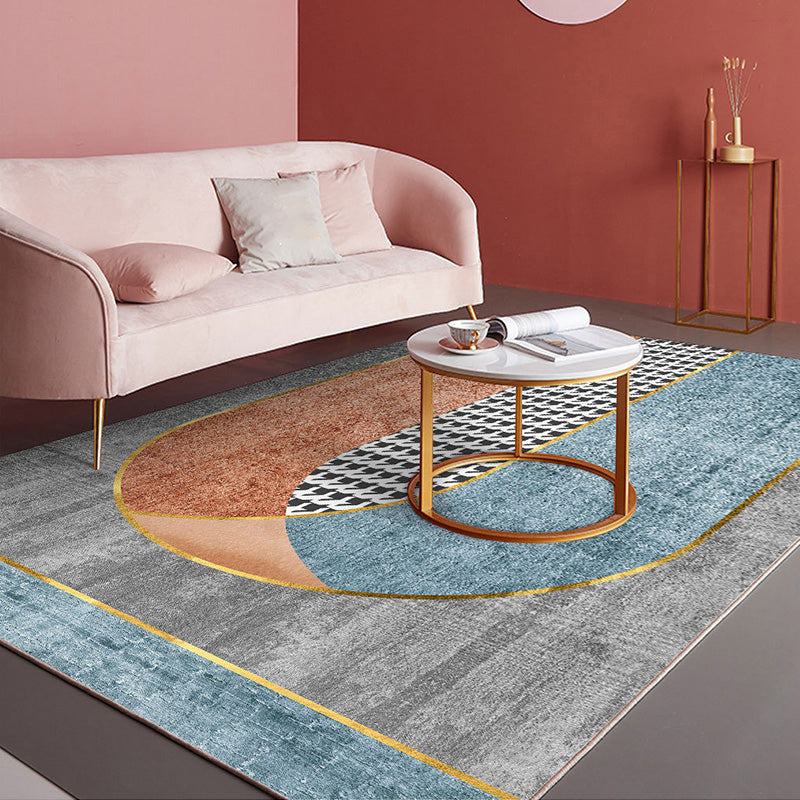 BowLift | Beautiful Bedroom Rug Multicolored Color Block Rug Polyester Non-slip Back Machine Washable Rug