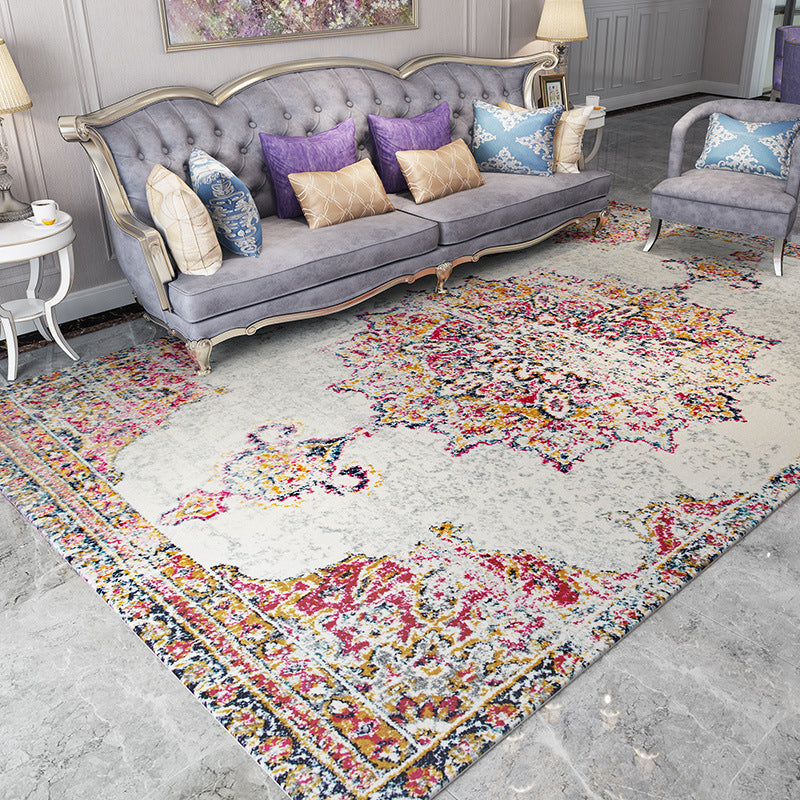 BowLift | Shabby Chic Abstract Rug Multicolor Polyester Indoor Rug Non-slip Rug Washable Rug for Decoration