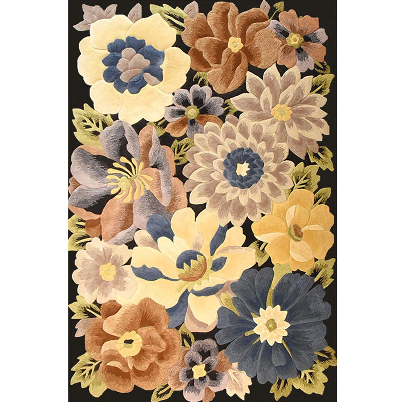 BowLift | Americana Floral Pattern Rug Multicolored Polypropylene Area Rug Pet Friendly Machine Washable Indoor Rug for Living Room