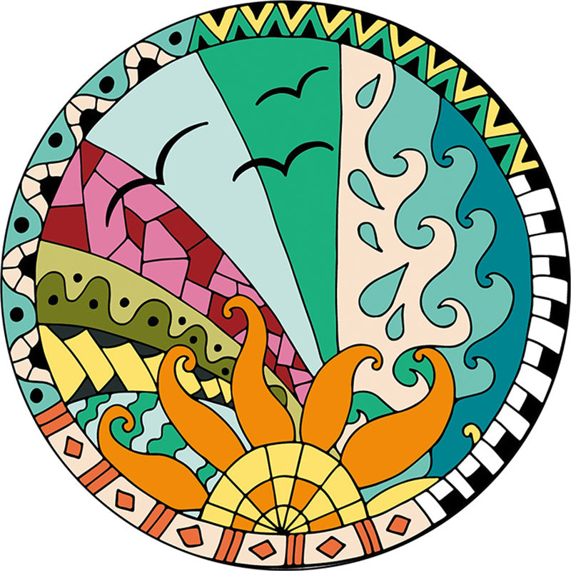 BowLift | Calming Cartoon Rug Multicolor Cute Area Rug Polypropylene Non-Slip Machine Washable Rug for Kids