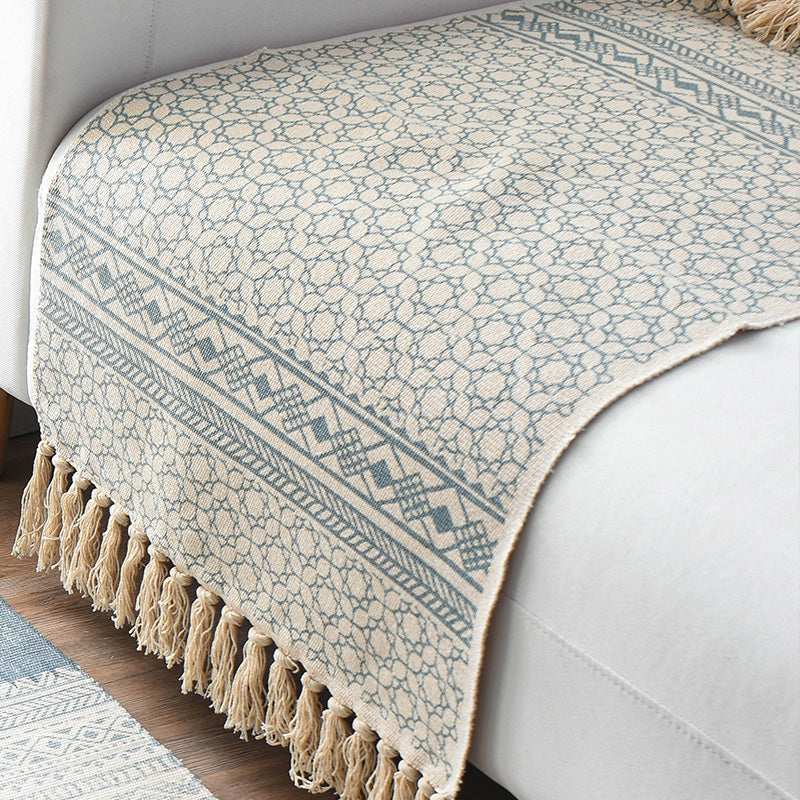 BowLift | Western Bedroom Rug Multicolored Geometric Print Rug Polyester Handwoven Pet-Friendly Area Rug with Fringes