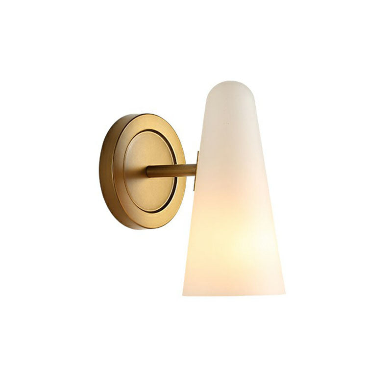 BowLift | 1-Light Living Room Wall Lighting Minimalism Gold Wall Lamp with Conical Satin Glass Shade