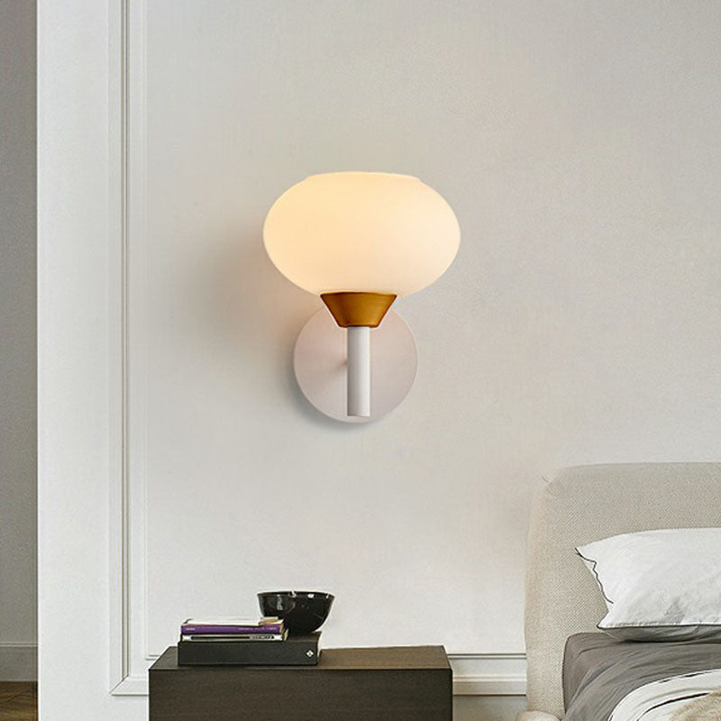 BowLift | White Bud-Shaped Wall Light Sconce Nordic 1 Bulb Opal Glass Wall Mounted Light Source