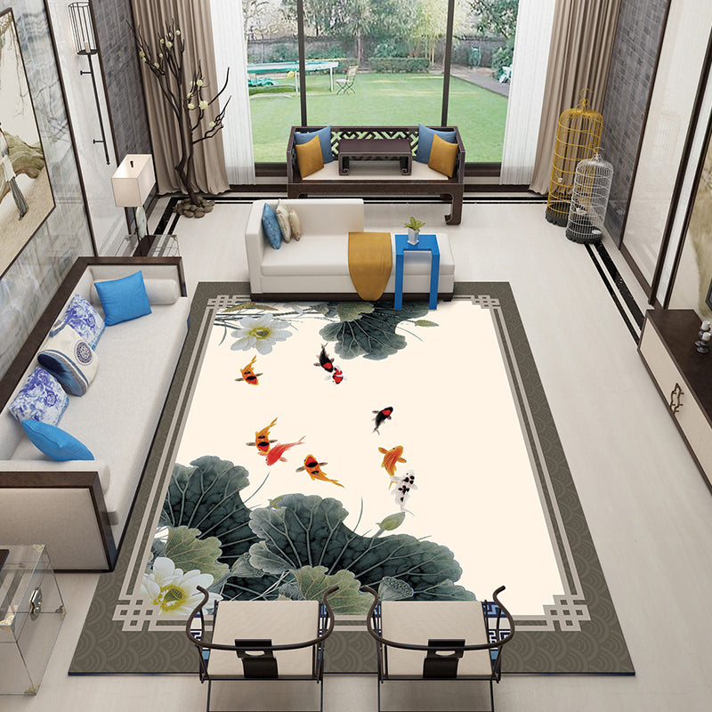 BowLift | Classic Zen Print Rug Multicolor Chinese Rug Polypropylene Non-Slip Backing Pet-Friendly Stain-Resistant Rug for Home