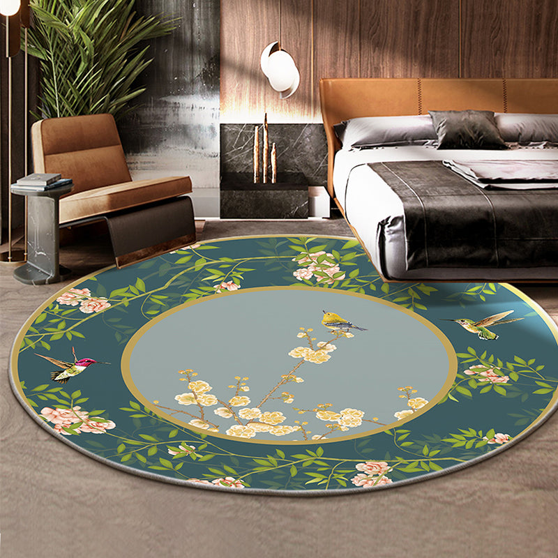BowLift | Classic Flower and Bird Carpet Multicolor Chinese Carpet Synthetic Non-Slip Back Stain-Resistant Carpet for Deco