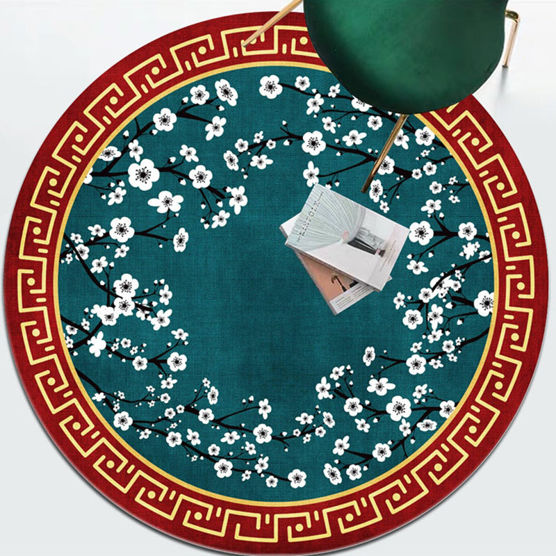 BowLift | Enchanting Multicolor Floral Print Carpet Polyester Asian Carpet Non-slip Pet-friendly Stain-resistant Carpet for Home