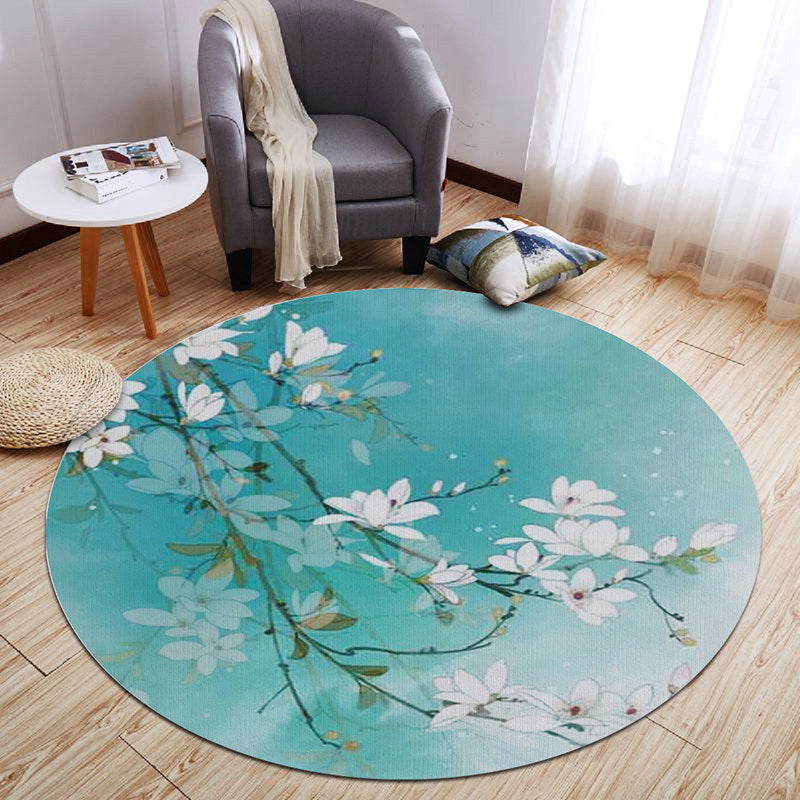 BowLift | Chinese Landscape Print Rug Multicolor Polypropylene Rug Anti-Skid Back Stain Resistant Pet Friendly Rug for the Living Room