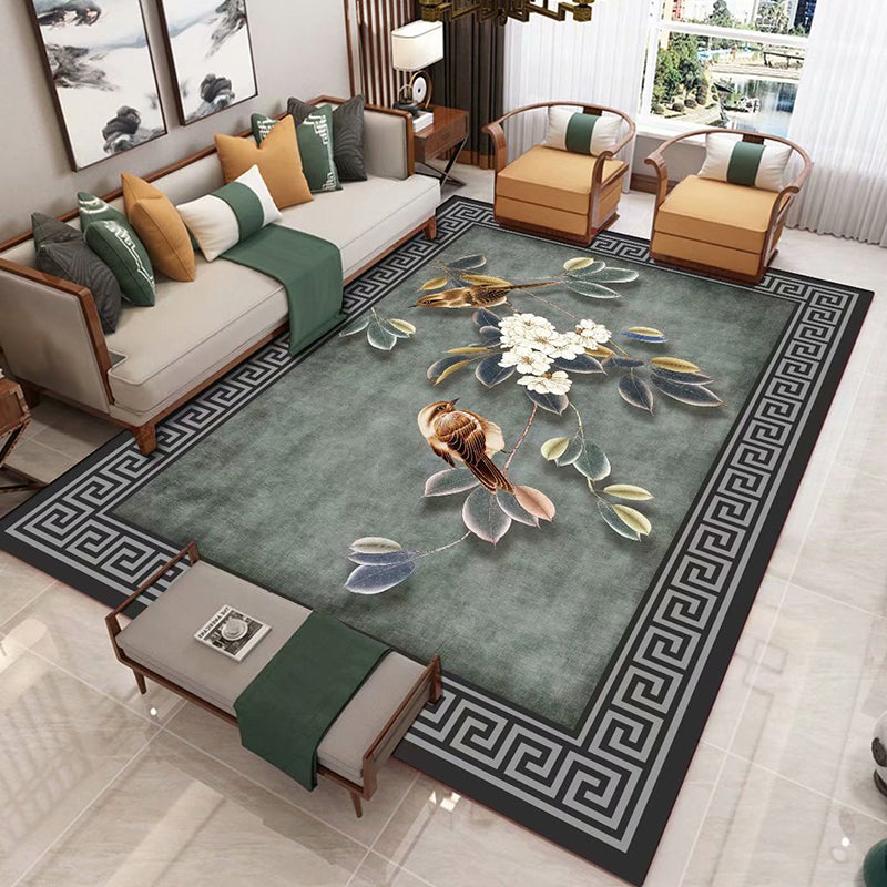 BowLift | Chinese 3D Print Rug Multicolor Polyester Rug Pet-Friendly Non-Slip Washable Rug for the Living Room