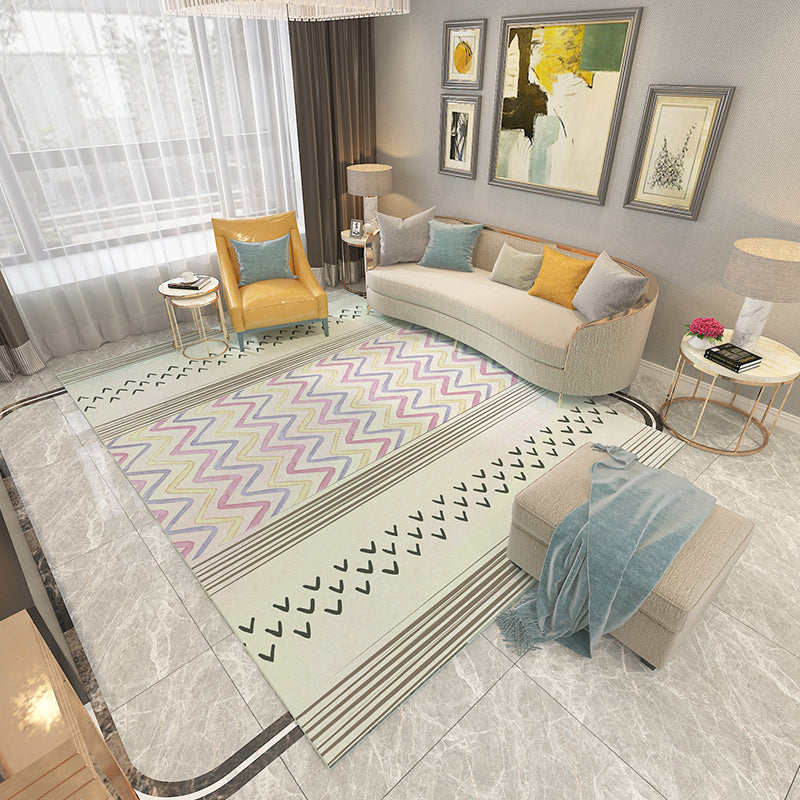 BowLift | Americana Printed Rug Multicolor Synthetic Rug Non-Slip Back Stain Resistant Washable Rug for the Living Room