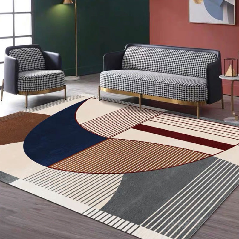 BowLift | Creative Geometric Color-Block Carpet Multi Color Nordic Carpet Synthetic Non-Slip Stain-Resistant Machine Washable Carpet for Home