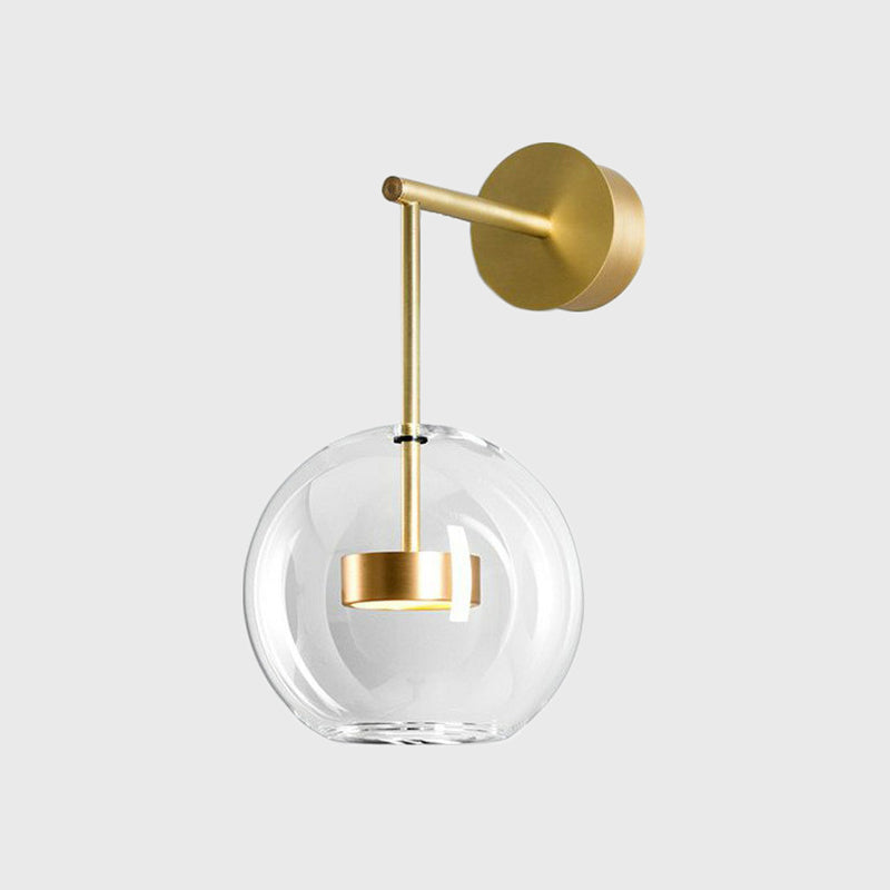 BowLift | Brass Drum Wall Mount Lamp Simplicity Metal LED Wall Light with Clear Glass Globe Shade
