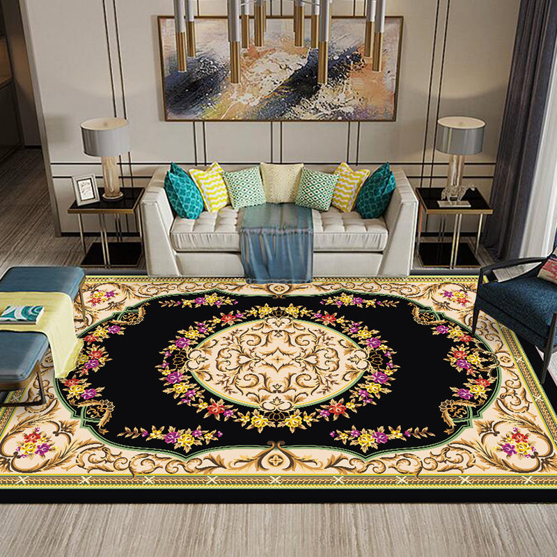 BowLift | Chinese Living Room Rug Multicolored Geometric Printed Area Rug Polyester Non-Slip Pet-Friendly Indoor Rug