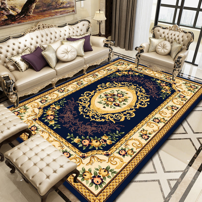 BowLift | Retro Floral Printed Rug Multicolor Synthetic Rug Non-Slip Back Machine Washable Indoor Rug for the Living Room