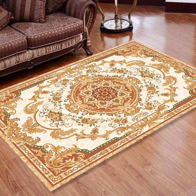 BowLift | Retro Floral Printed Rug Multicolor Synthetic Rug Non-Slip Back Machine Washable Indoor Rug for the Living Room