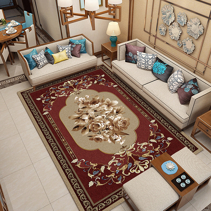 BowLift | Classic printed rug with floral pattern multicolored indoor rug non-slip backing pet-friendly rug