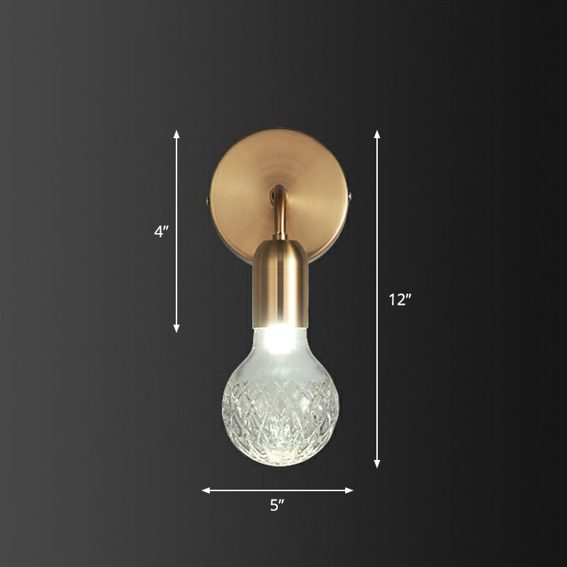 BowLift | Industrial Style Bulb-Shaped Wall Lamp Single Pane Glass Wall Lamp Fixture in Brass