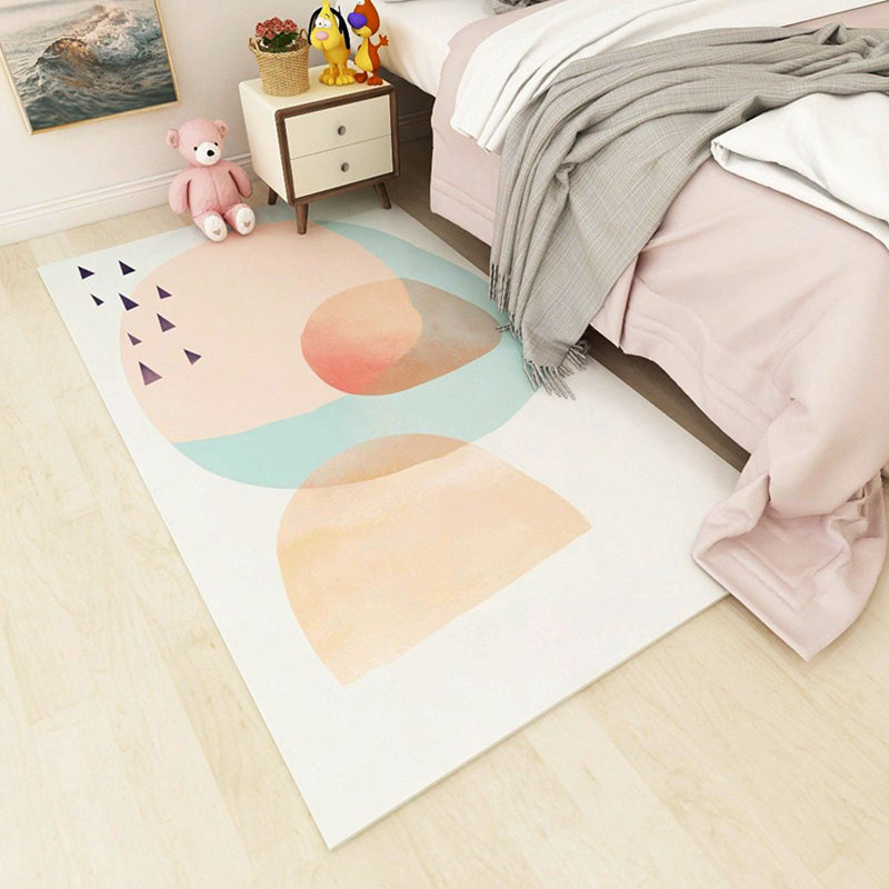 BowLift | Nordic bedroom carpet multicolored color block indoor carpet cotton blend easy maintenance washable rug