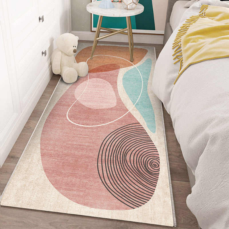 BowLift | Western Bedroom Carpet Multicolored Color Block Indoor Carpet Polyester Non-Slip Underlay Machine Washable Rug