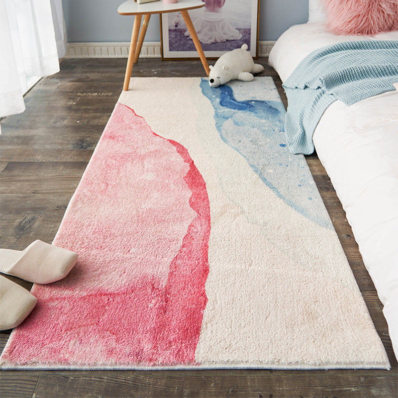 BowLift | Pink-blue western carpet polyester color block area rug anti-slip backing stain-resistant rug for home decor