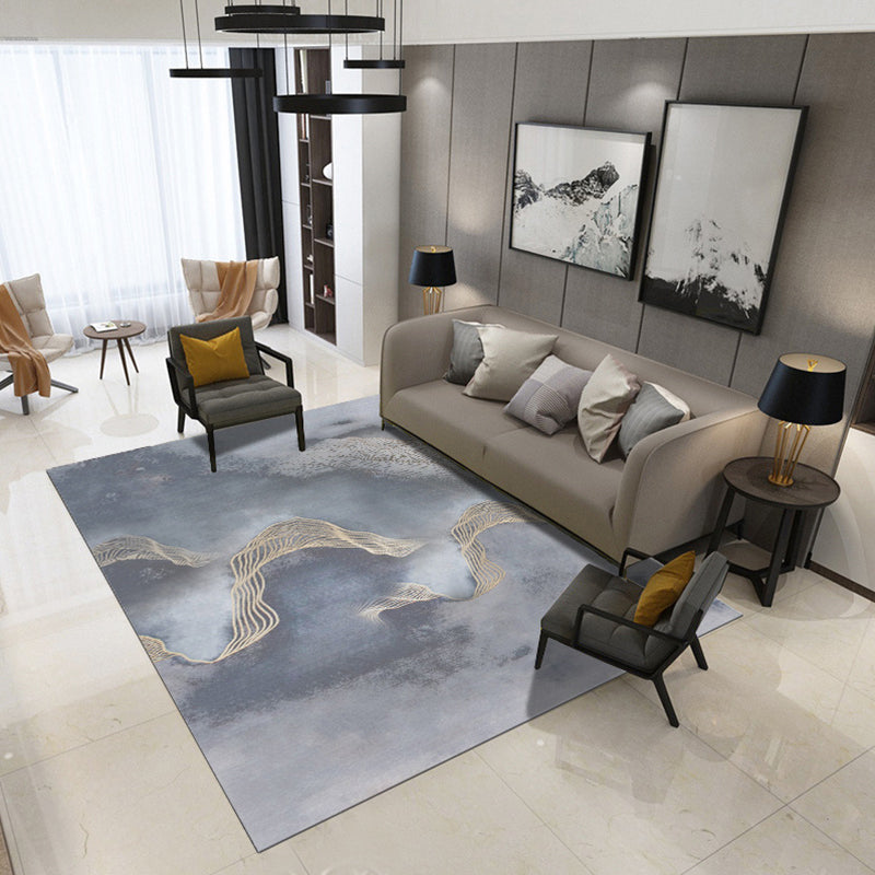 BowLift | Artistic Geometric Abstract Line Rug Multicolor Modern Carpet Synthetic Non-Slip Back Pet-Friendly Rug for Large Room