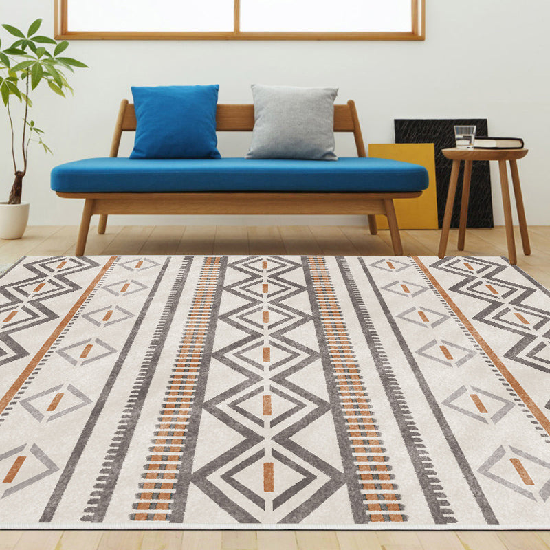 BowLift | Bohemian Living Room Rug Multicolor Geometric Pattern Rug Polyester Non-Slip Mat Pet-Friendly Indoor Rug