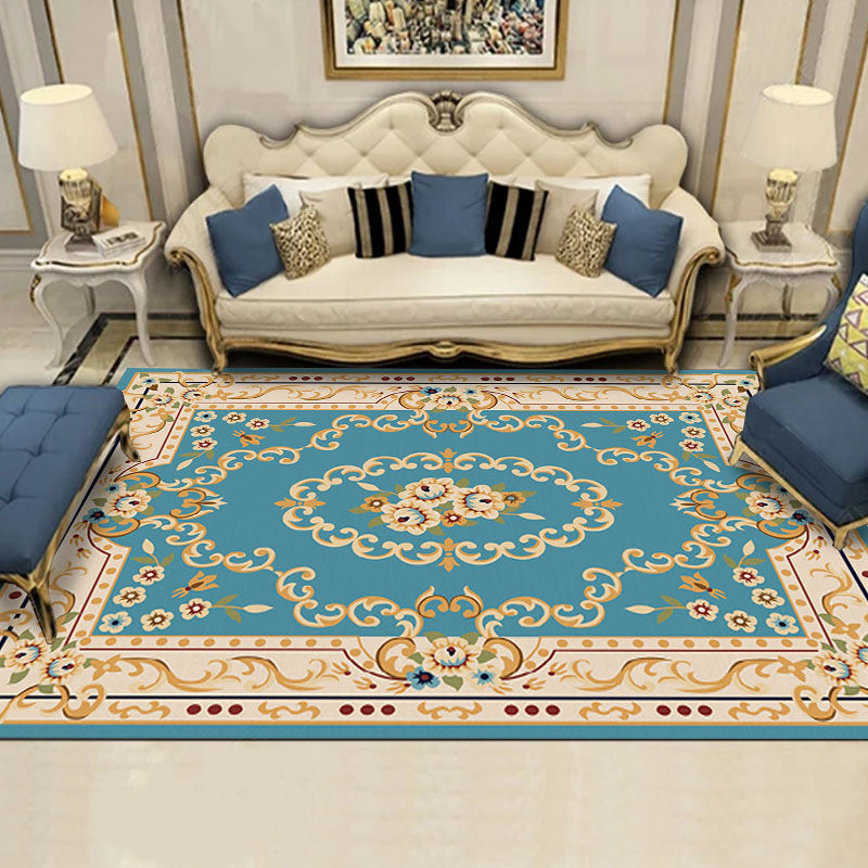 BowLift | Shabby Chic Living Room Rug Multicolored Floral Pattern Polyester Non-Slip Backing Washable Area Rug