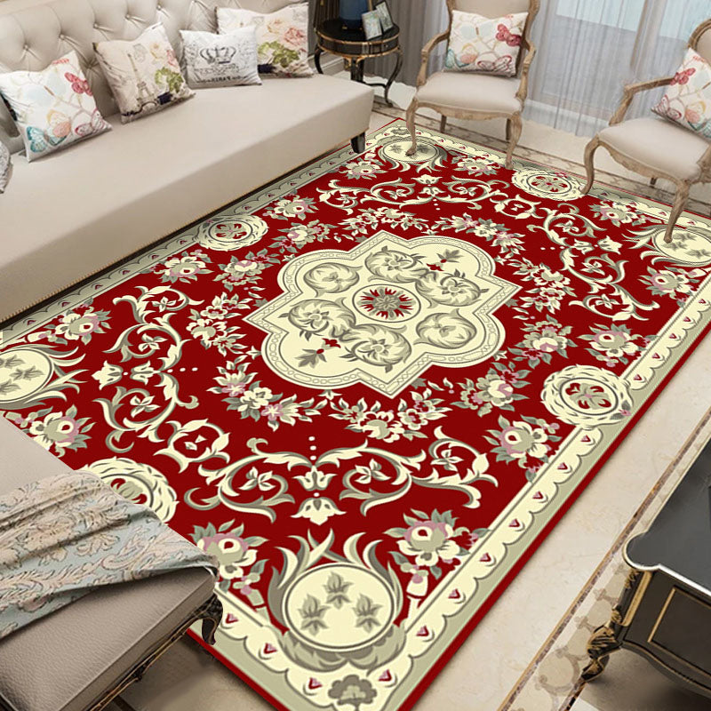 BowLift | Shabby Chic Living Room Rug Multicolored Floral Pattern Polyester Non-Slip Backing Washable Area Rug