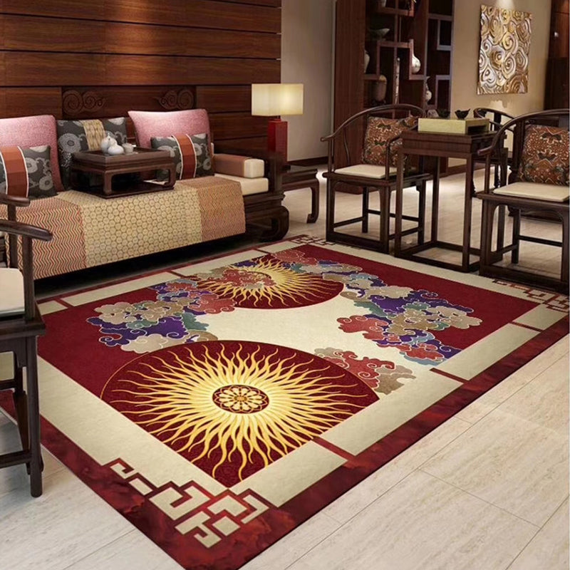 BowLift | Chinoiserie Flower Rug Multicolor Polypropylene Area Rug Non-Slip Back Pet-Friendly Easy Care Indoor Rug for Living Room