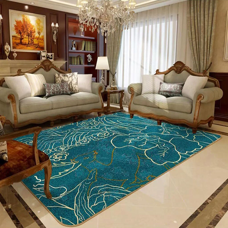 BowLift | Formal Living Room Carpet Multicolored Plant Print Carpet for Indoors Polypropylene Non-Slip Back Pet-Friendly Carpet