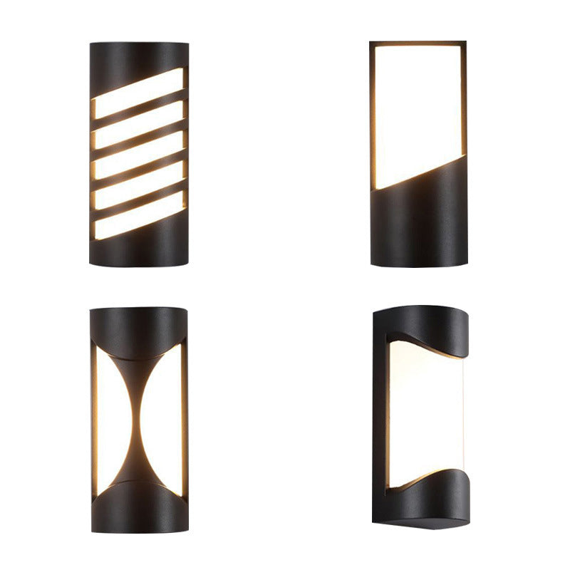 BowLift | Cylindrical Exterior Flush-Mount Wall Spotlight Metallic Modernist LED Wall Light in Black