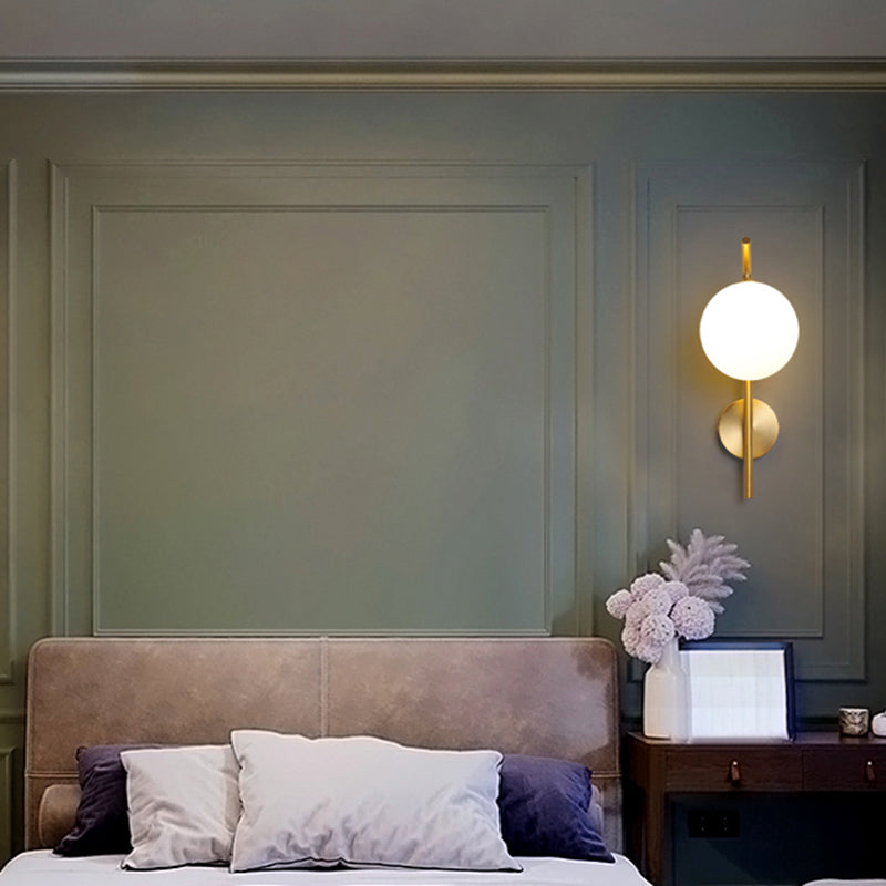 BowLift | White Glass Geometric Wall Lighting Postmodern Brass Finish Wall Lamp for the Living Room