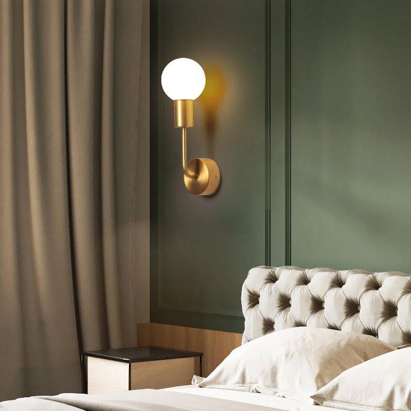 BowLift | White Glass Geometric Wall Lighting Postmodern Brass Finish Wall Lamp for the Living Room