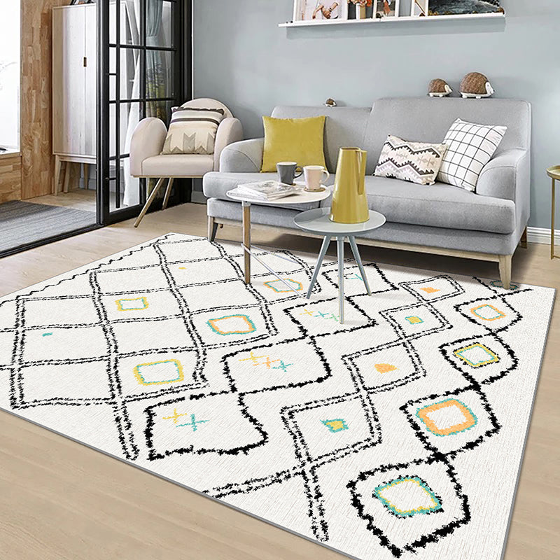 BowLift | Casual Geometric Pattern Rug Multicolored Synthetic Indoor Rug Non-Slip Back Machine Washable Area Rug for Living Room