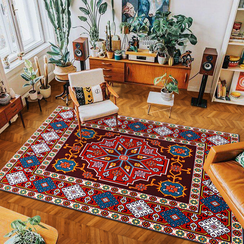 BowLift | eclectic tribal pattern rug multicolored polypropylene indoor rug non-slip backing pet-friendly area rug for the living room