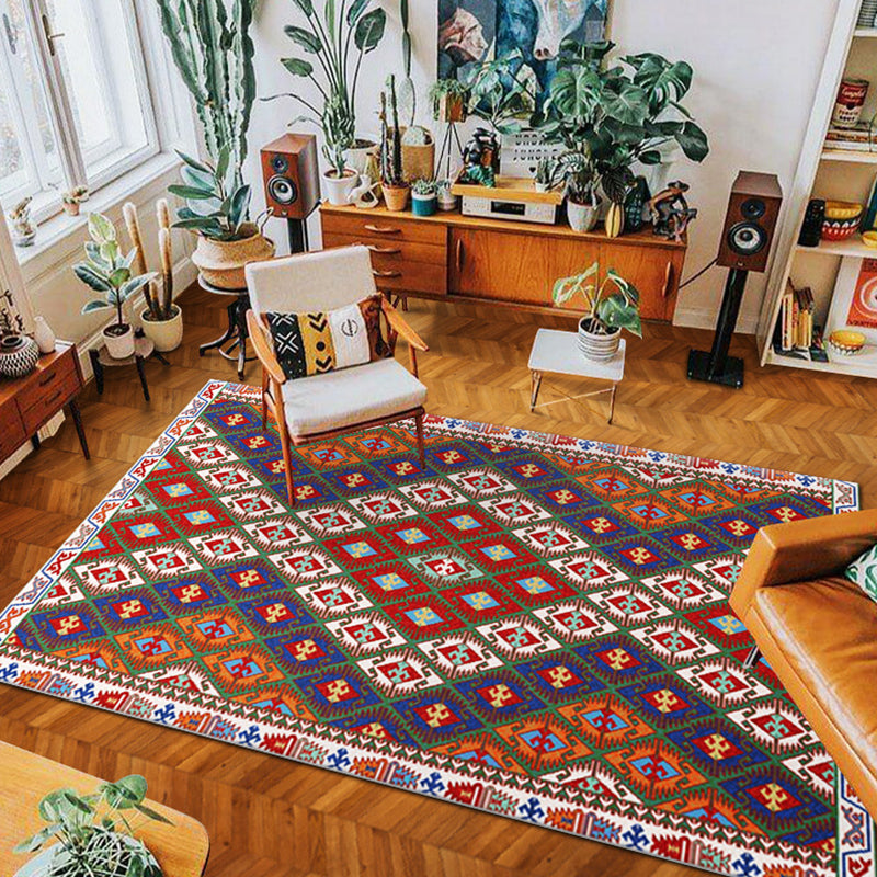 BowLift | eclectic tribal pattern rug multicolored polypropylene indoor rug non-slip backing pet-friendly area rug for the living room
