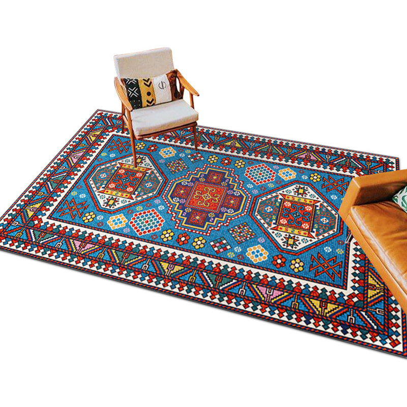 BowLift | eclectic tribal pattern rug multicolored polypropylene indoor rug non-slip backing pet-friendly area rug for the living room