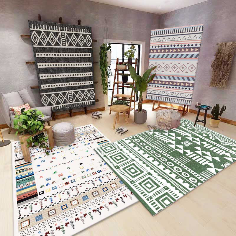BowLift | Western geometric pattern rug Multicolored polypropylene indoor rug non-slip backing pet-friendly area rug for decoration