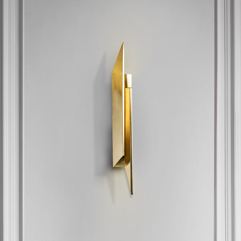 BowLift | Art Deco Quad-shaped Wall Light Metallic Bedroom LED Wall Lamp Fixture in Gold