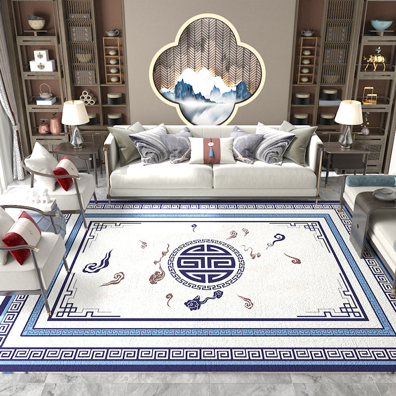 BowLift | Asian Living Room Carpet Multicolored Chinese Print Carpet Polyester Non-Slip Underlay Pet-Friendly Indoor Carpet