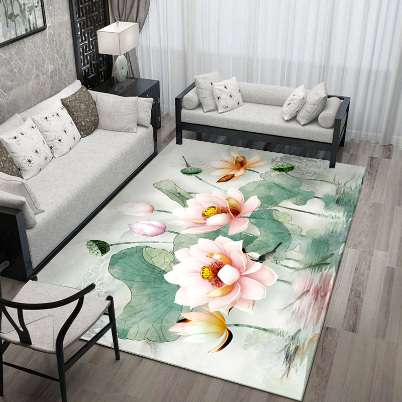 BowLift | Formal Living Room Rug Versatile Floral Pattern Rug Polyester Non-Slip Back Machine Washable Rug