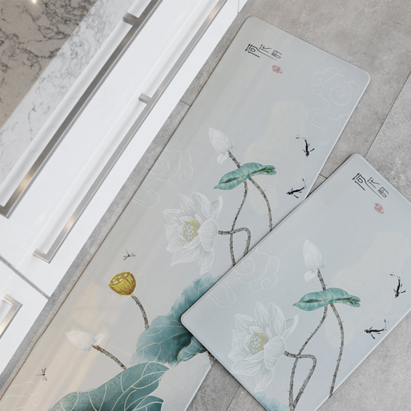 BowLift | Chinoiserie Floral Printed Rug Multicolor PVC Area Rug Non-Slip Back Pet-Friendly Indoor Rug for Bedroom